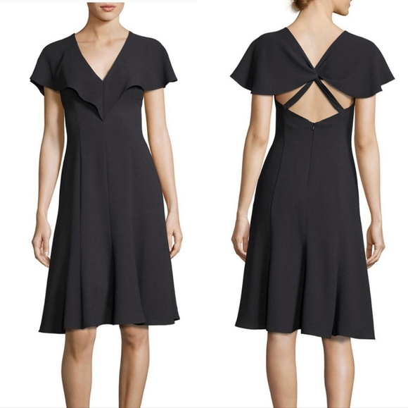 Black Halo Cisco Flutter Sleeve Dress Sz 10 - Picture 1 of 4